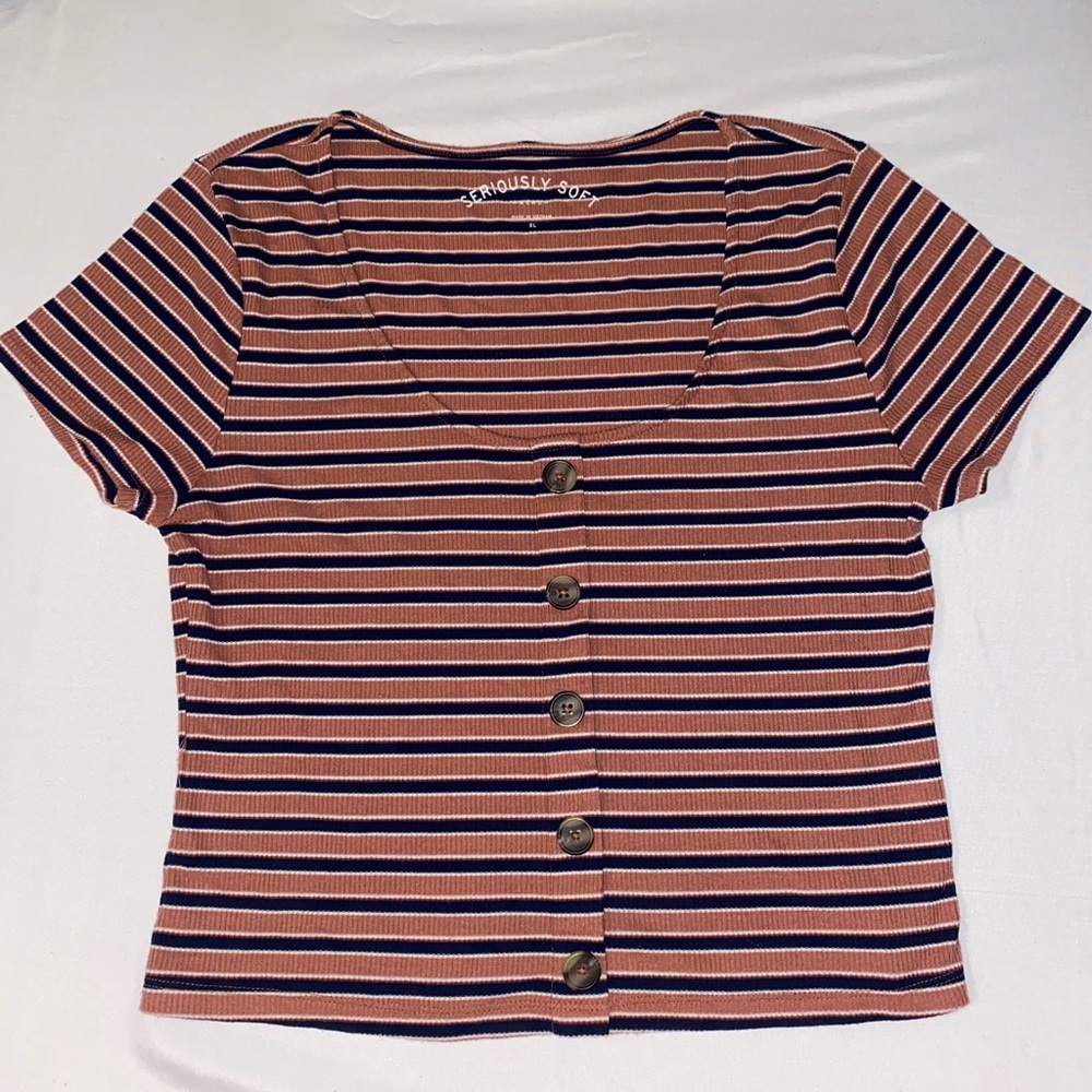 Aeropostale “Seriously Soft” Button Up Crop Top